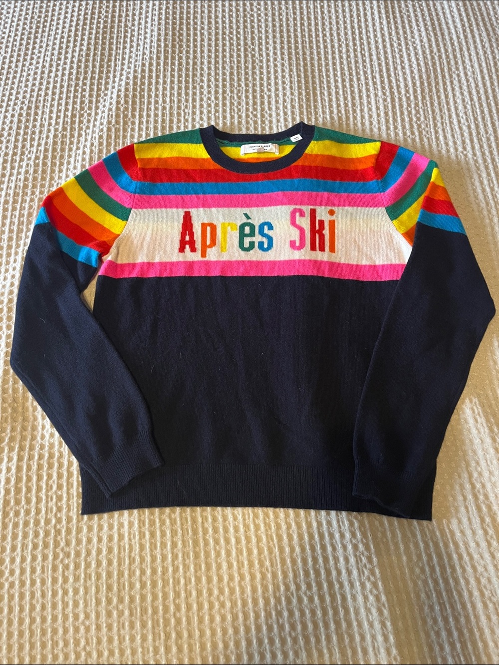 Chinti & Parker Navy Rainbow 'Après Ski' Crewneck Sweater